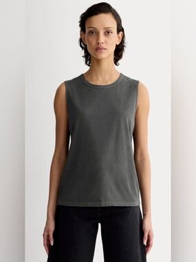 New Everlane THE BOYFRIEND TANK IN ESSENTIAL COTTON in Black Size S